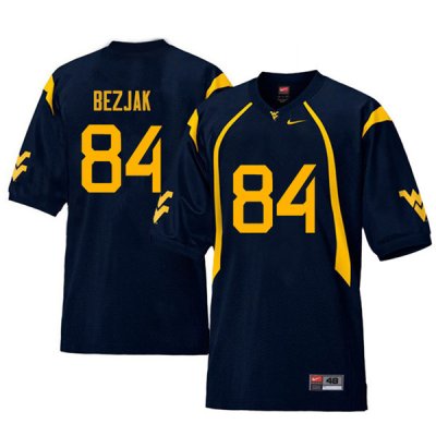 Men's West Virginia Mountaineers NCAA #84 Matt Bezjak Navy Authentic Nike Retro Stitched College Football Jersey KU15B75RL